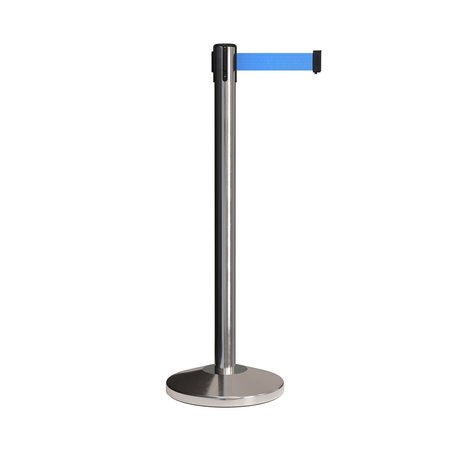 MONTOUR LINE Stanchion Belt Barrier Pol.Steel Post 13ft. Lt Blu Belt M630-PS-LBL-130